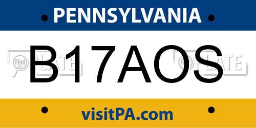 B17AOS Pennsylvania License Plate