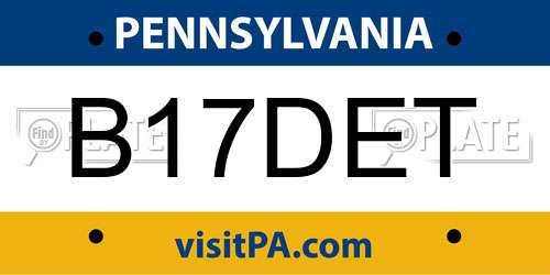 B17DET Pennsylvania License Plate