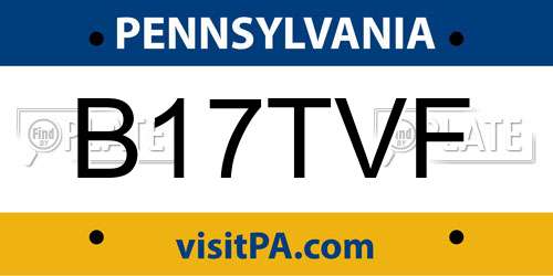B17TVF Pennsylvania License Plate