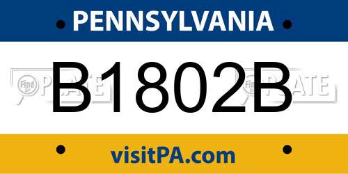 B1802B Pennsylvania License Plate