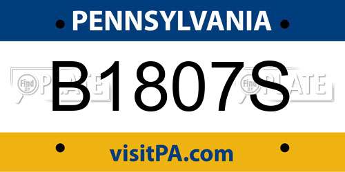 B1807S Pennsylvania License Plate