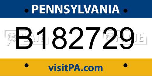 B182729 Pennsylvania License Plate