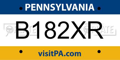 B182XR Pennsylvania License Plate