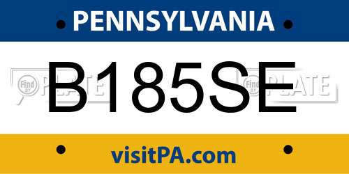 B185SE Pennsylvania License Plate