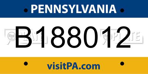 B188012 Pennsylvania License Plate