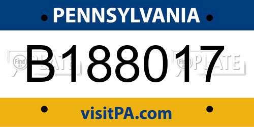B188017 Pennsylvania License Plate