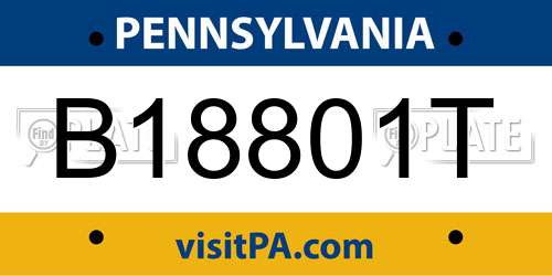 B18801T Pennsylvania License Plate