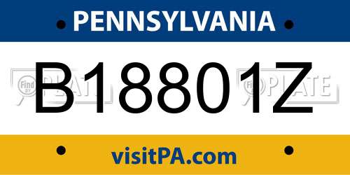 B18801Z Pennsylvania License Plate