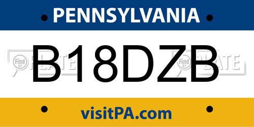 B18DZB Pennsylvania License Plate