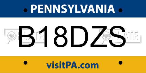 B18DZS Pennsylvania License Plate