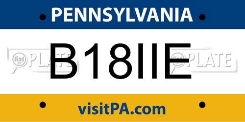B18IIE Pennsylvania License Plate