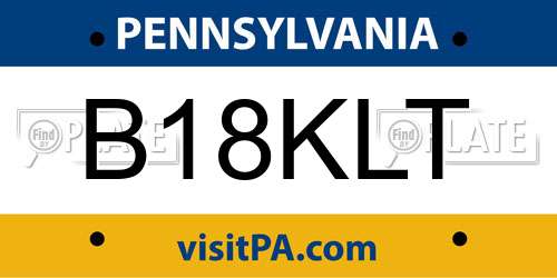 B18KLT Pennsylvania License Plate