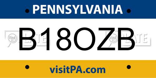 B18OZB Pennsylvania License Plate