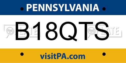 B18QTS Pennsylvania License Plate