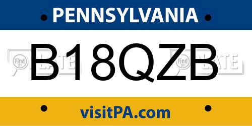 B18QZB Pennsylvania License Plate