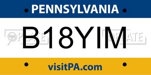 B18YIM Pennsylvania License Plate