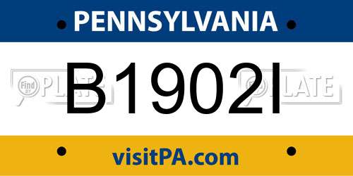 B1902I Pennsylvania License Plate