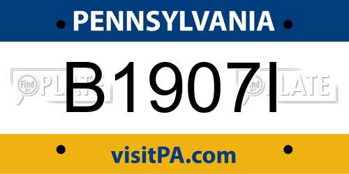 B1907I Pennsylvania License Plate