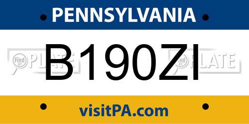 B190ZI Pennsylvania License Plate