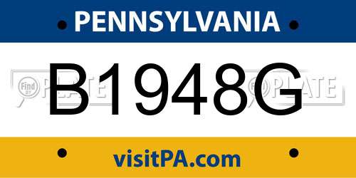 B1948G Pennsylvania License Plate