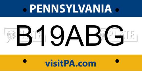 B19ABG Pennsylvania License Plate