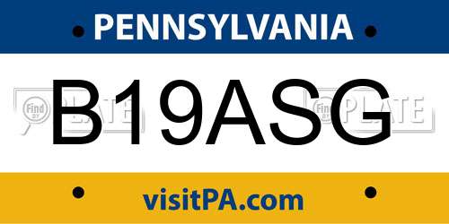 B19ASG Pennsylvania License Plate