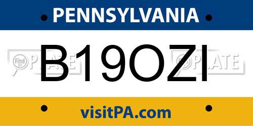 B19OZI Pennsylvania License Plate