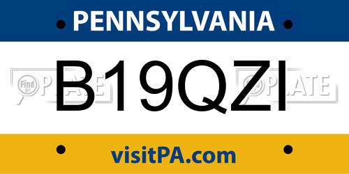 B19QZI Pennsylvania License Plate