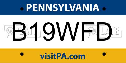 B19WFD Pennsylvania License Plate