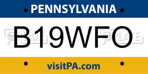 B19WFO Pennsylvania License Plate