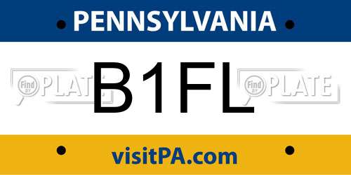 B1FL Pennsylvania License Plate