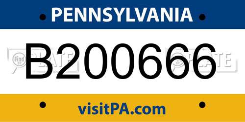 B200666 Pennsylvania License Plate