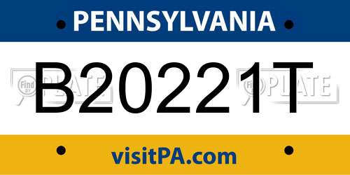 B20221T Pennsylvania License Plate