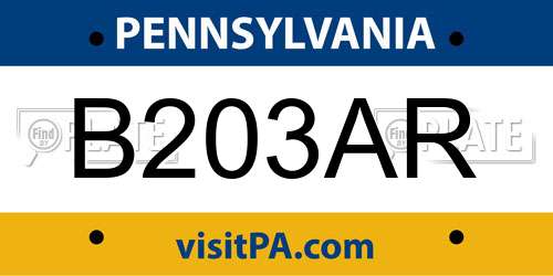 B203AR Pennsylvania License Plate