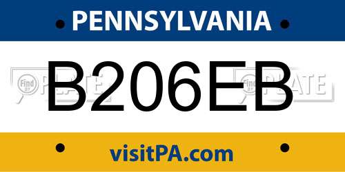 B206EB Pennsylvania License Plate