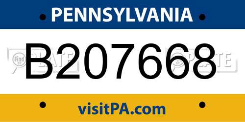B207668 Pennsylvania License Plate
