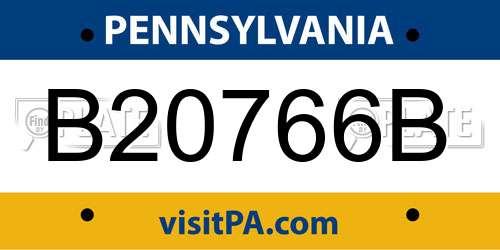 B20766B Pennsylvania License Plate
