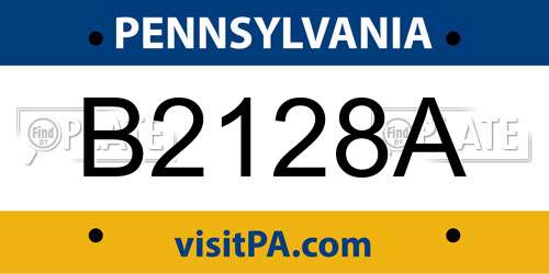B2128A Pennsylvania License Plate