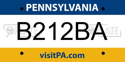 B212BA Pennsylvania License Plate