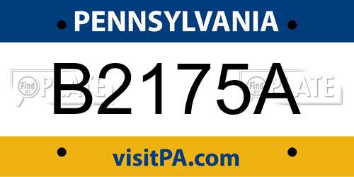 B2175A Pennsylvania License Plate