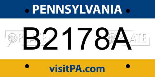 B2178A Pennsylvania License Plate