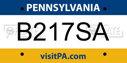 B217SA Pennsylvania License Plate