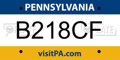 B218CF Pennsylvania License Plate