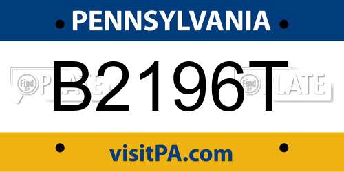 B2196T Pennsylvania License Plate