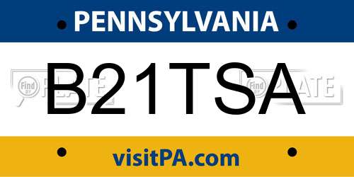 B21TSA Pennsylvania License Plate