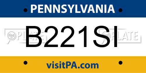 B221SI Pennsylvania License Plate