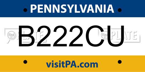 B222CU Pennsylvania License Plate