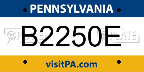 B2250E Pennsylvania License Plate