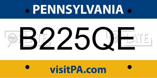 B225QE Pennsylvania License Plate