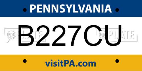 B227CU Pennsylvania License Plate